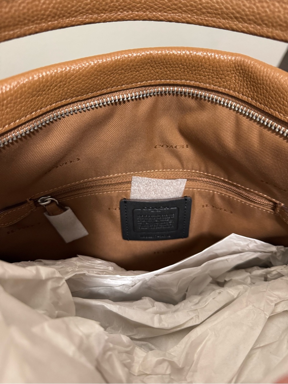 Coach Tan Pebbled Leather Shoulder Bag - Picture 7 of 10